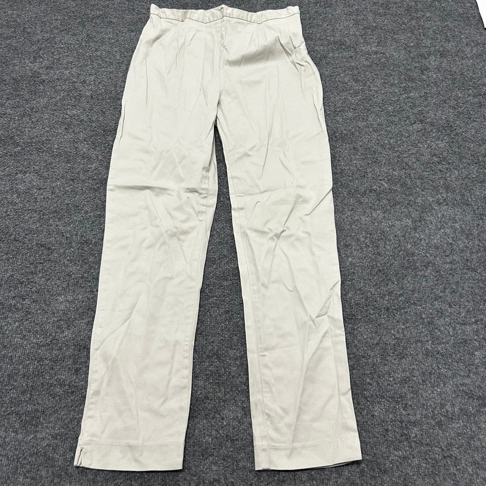 Bill Blass Pants Womens Size 12 Khaki Stretch Straight Leg Side Zip Casual Tan